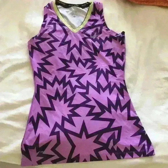 Nike PRO Kapow Print Womens Ladies Purple DRI FIT Top - Picture 2 of 4